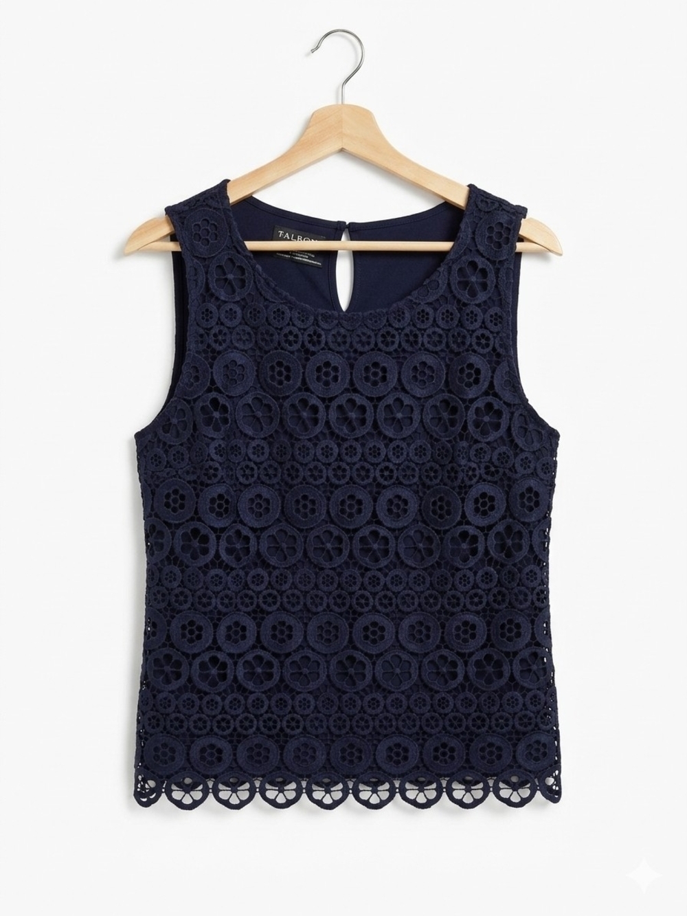 Talbots Navy Crochet Lace Sleeveless Shell